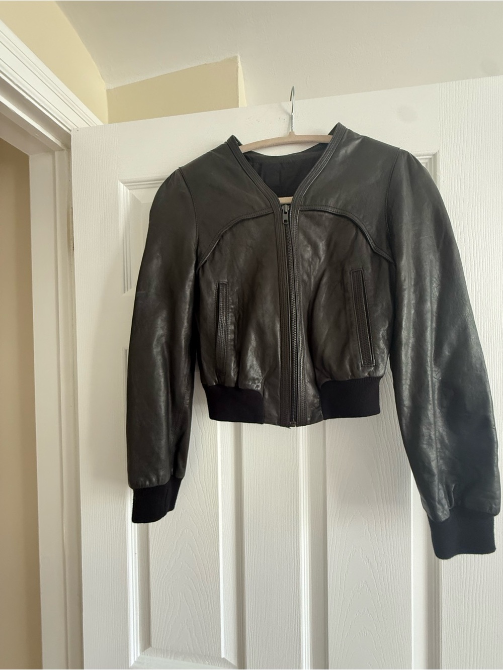 Twenty8Twelve Black Leather Bomber Jacket